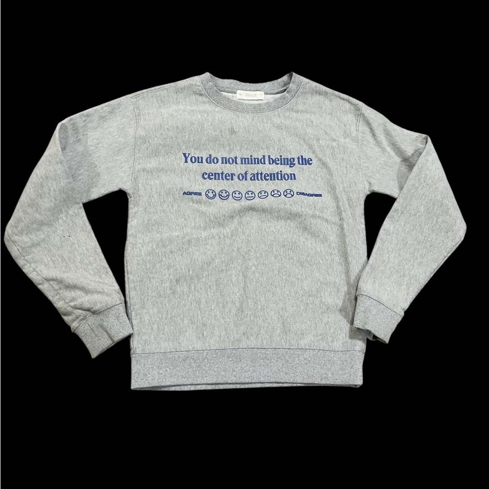 Gray Crewneck Sweatshirt with Ribbed Cuffs